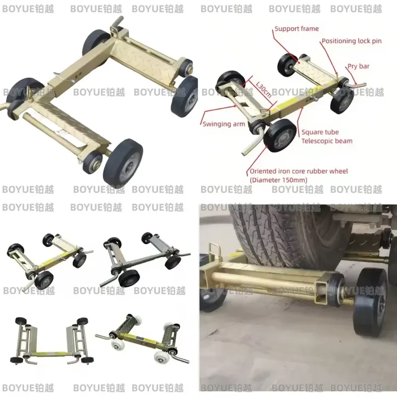 Heavy Duty Trailer Jack Wheel Assembly Square Tube Manual Lifting Support with 150mm Iron Core Castor Max Load 1 Ton Pallet