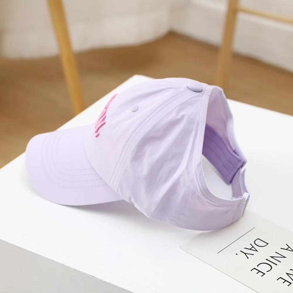 

Korean Style Half Empty Top Hat Quick-dry Letter Embroidery Summer Kid Sunhat No Top Beach Hat Anti-UV Sun Hat