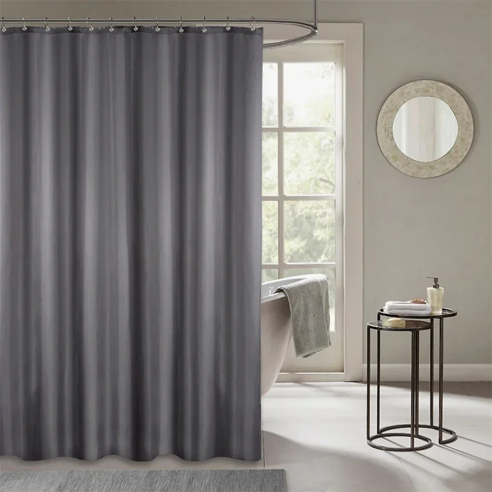 Dark Grey Soft Waterproof Shower Curtain Bath Curtains Various Sizes With Hooks Home Decoration Bathroom Accessories For Shower