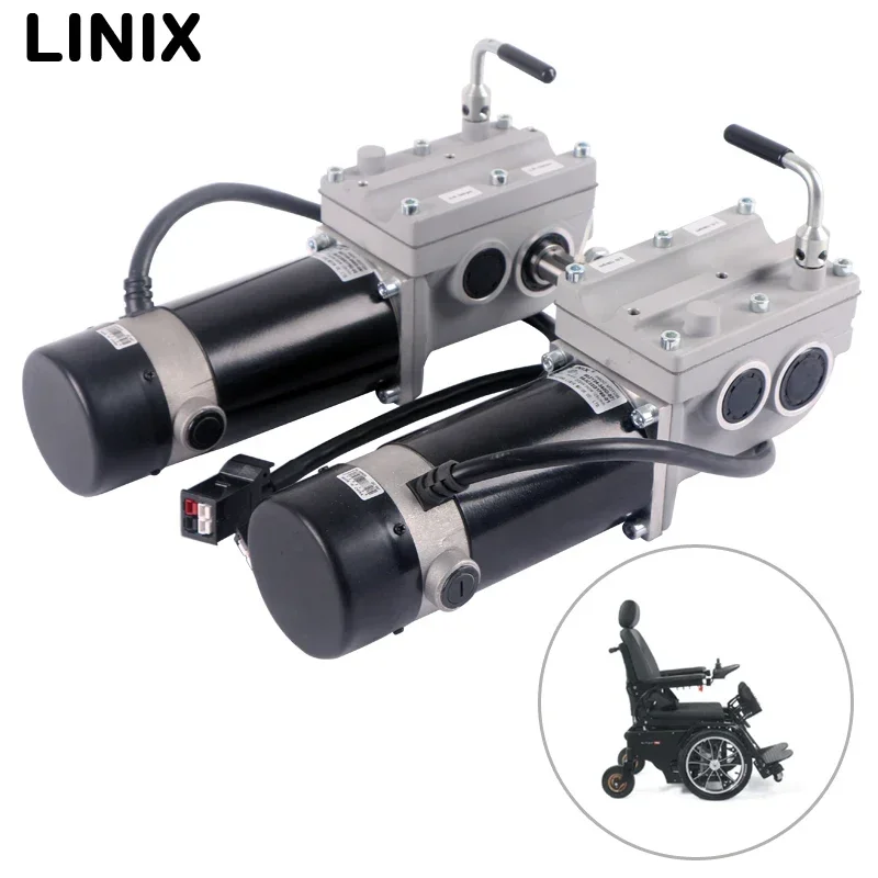 Linix high torque electric whelchair motor 88mm 24v 340w brush dc  with gear reduction 32:1 for