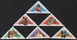 6Pcs/Set Somalia Post Stamps 1997 Prehistoric Dinosaur Tri Angle  Marked Postage Stamps for Collecting