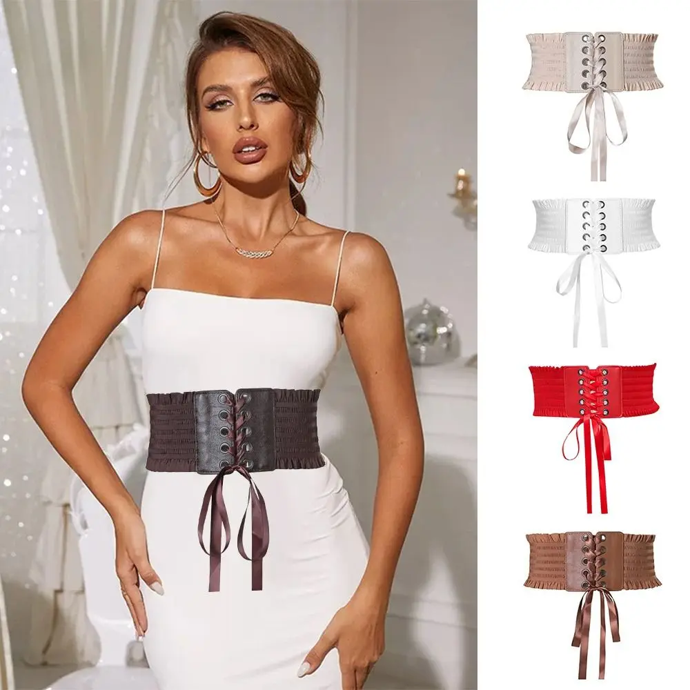 واسعة مشد حزام الخصر بولي Leather الجلود الزخرفية الحرير مطاطا Cummerbunds DIY بسط غطاء الخصر للنساء سيدة فتاة الزفاف