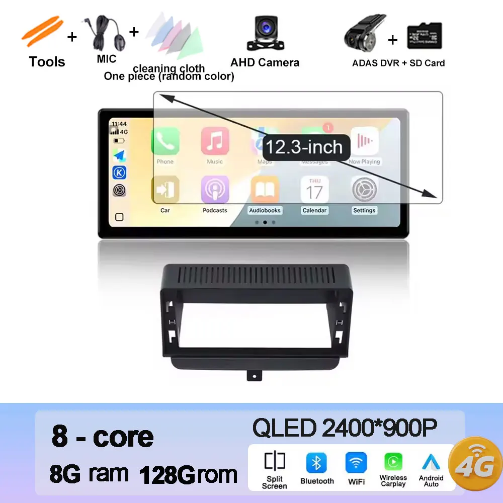 Draadloze CarPlay Voor Audi A1 2012-2018 Autoradio Multimedia Navigatie GPS Android 15 WIFI 4G LTE QLED touchscreen DSP Stereo