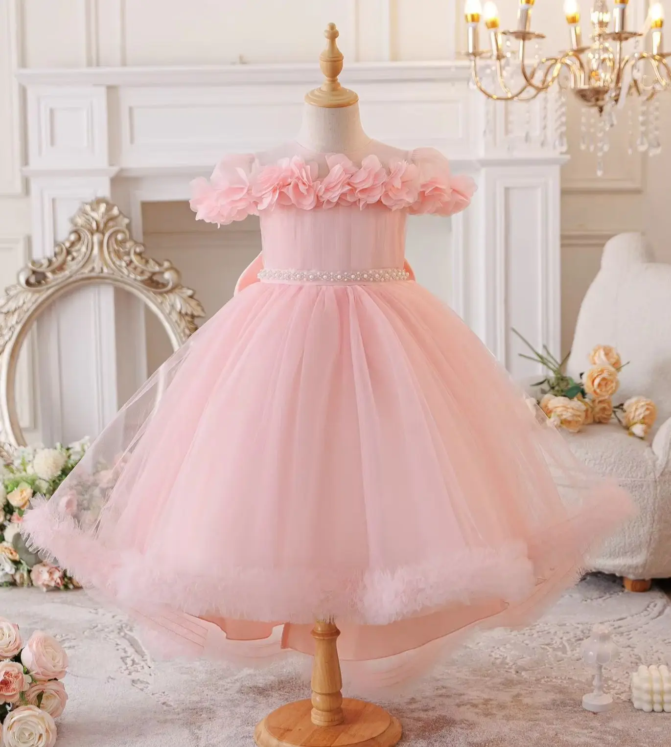 Flower Girl Evening Party Dress Girls' Clothes Child Elegant Dresses 4-12Y