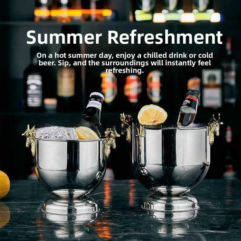 Stainless Steel Ice Bucket Bar Quality Ice Bucket Luxury Feel for Ice Blocks Premium for KTV And Bars