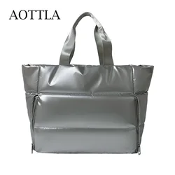 AOTTLA kadınlar seyahat çantası Unisex naylon çanta moda düz renk omuz Crossbody çanta büyük kapasiteli rahat erkekler askılı çanta