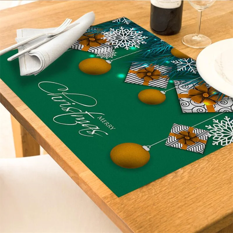 1PCS New Christmas Tree Snowman Meal Mat Set Printed PU Material Anti fouling and Thermal Insulation Table Pad 30*40CM