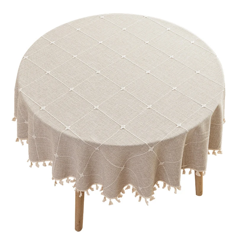 Round Tablecloth, Waterproof and Dustproof, Jacquard Dining Tablecloth, Wear-Resistant Large Round Table Cover view 5