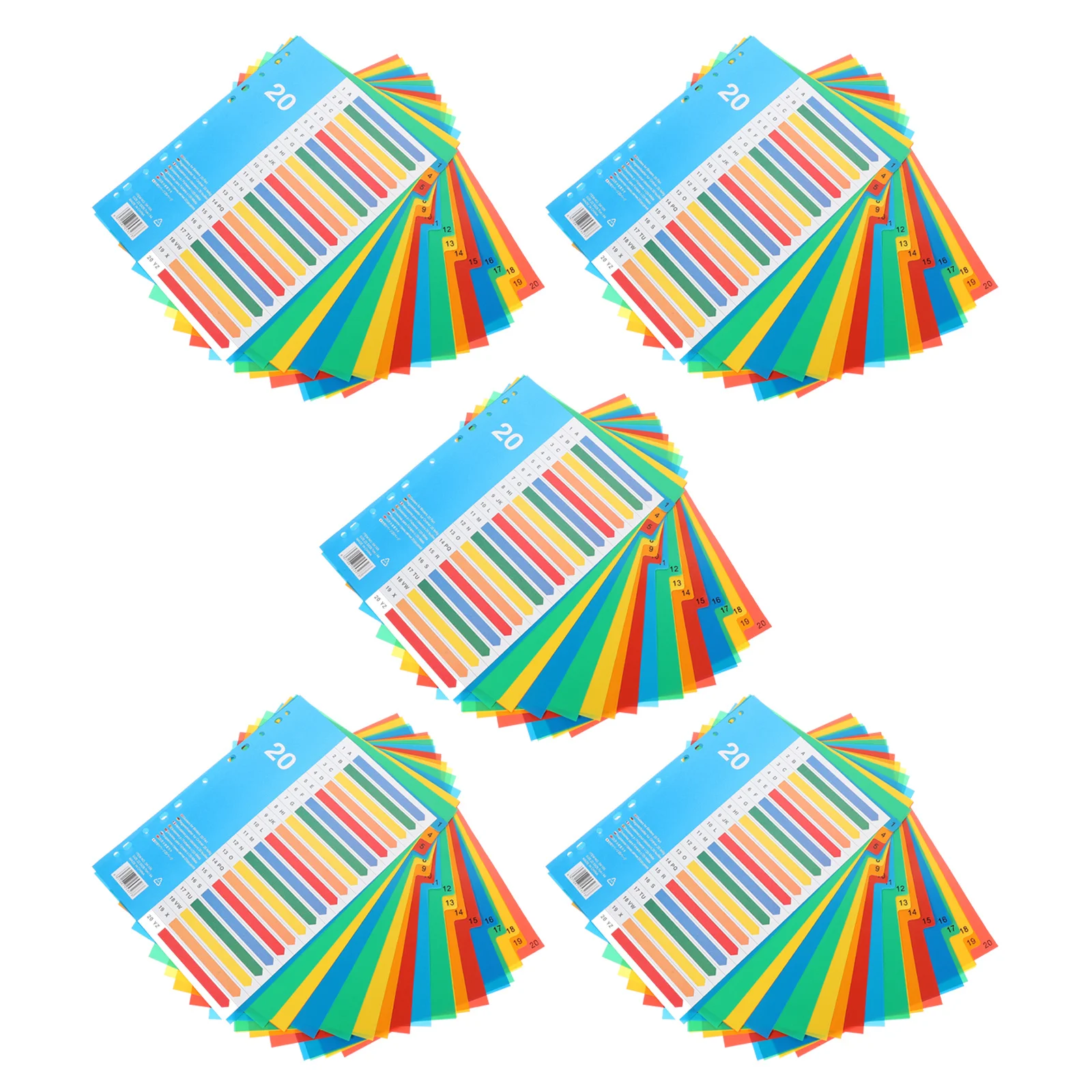 

5Pcs Plastic Binder Dividers Multi-Color Tabs Office Supply for A4 Folder Inner Pages Household School File