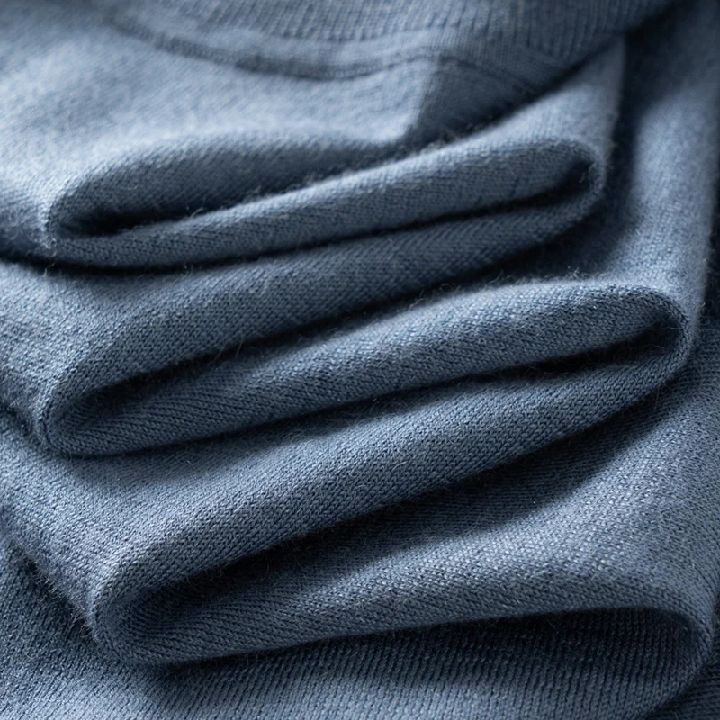 Men's Semi High Neck Pullover Sweater 100% Pure Goat Cashmere Worsted Machine Washable Knitted Spring Autumn New Product Thin..