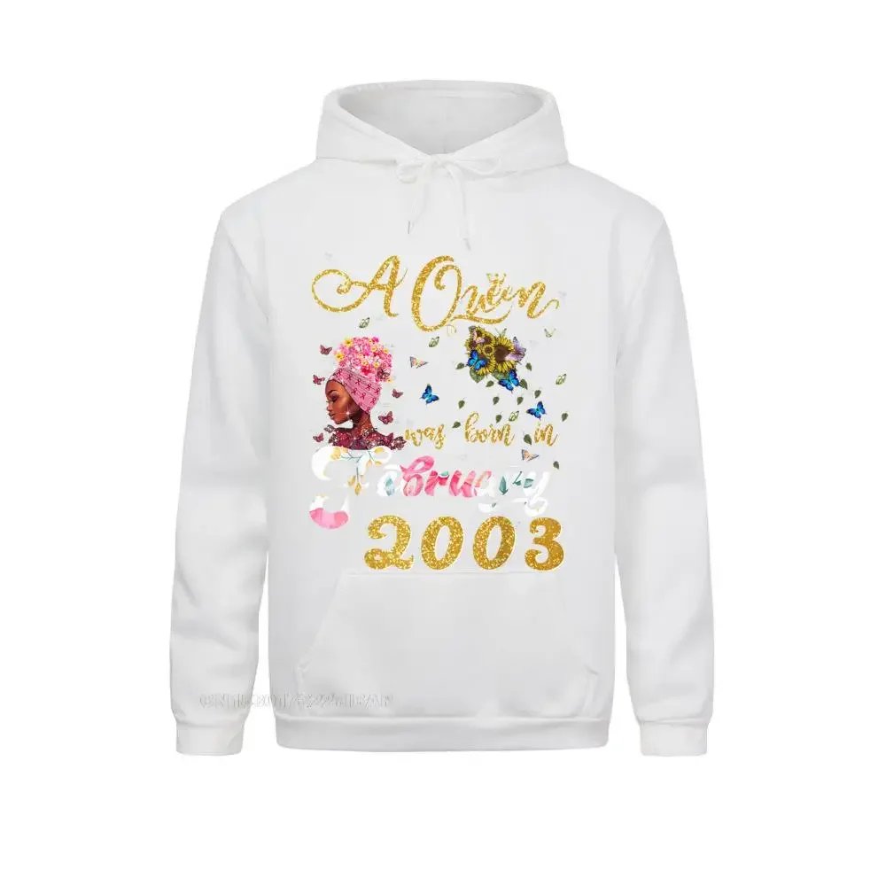 A Queen Was Born in February 2003 funny 18th Birthday Hoodie Men Hoodies Family Summer Sweatshirts novelty Sportswears Funky