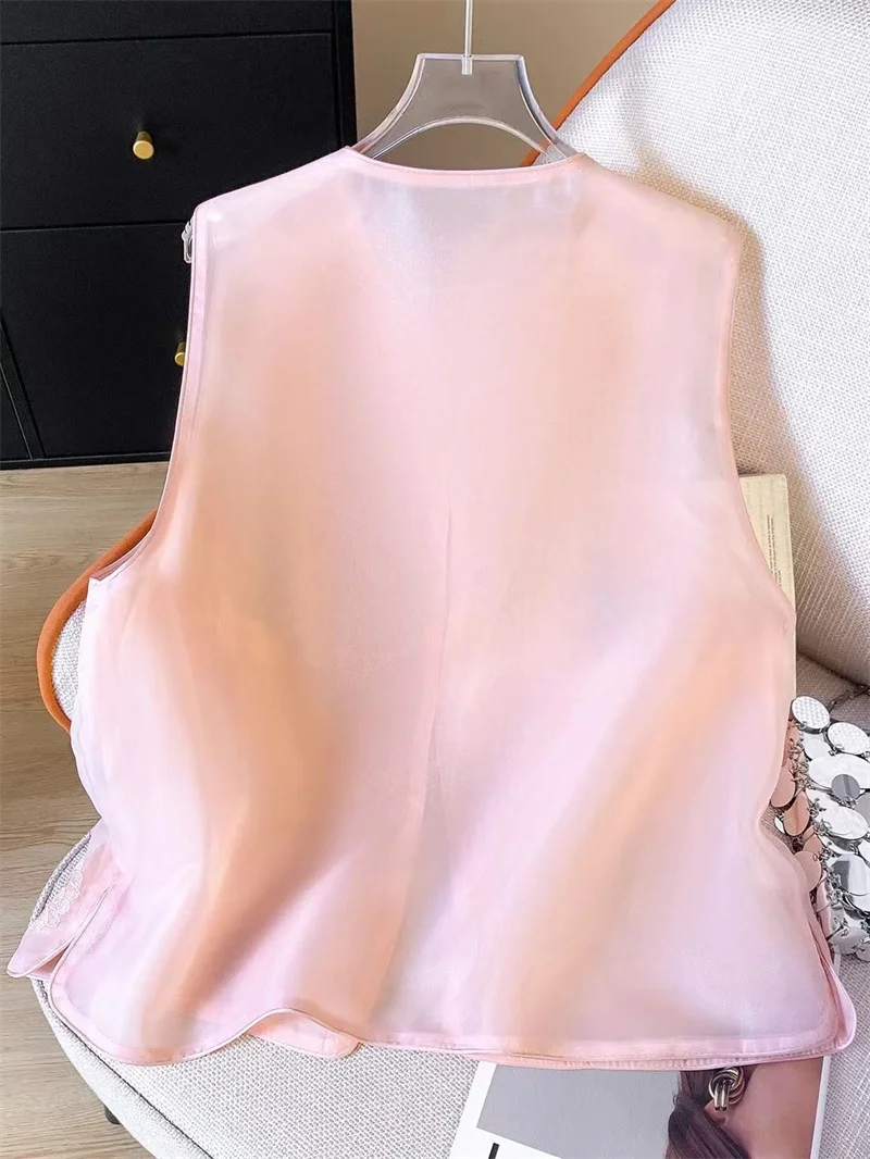 New Chinese style women's autumn double-sided spring waistcoat vest China-Chic style exquisite embroidery Tang style top