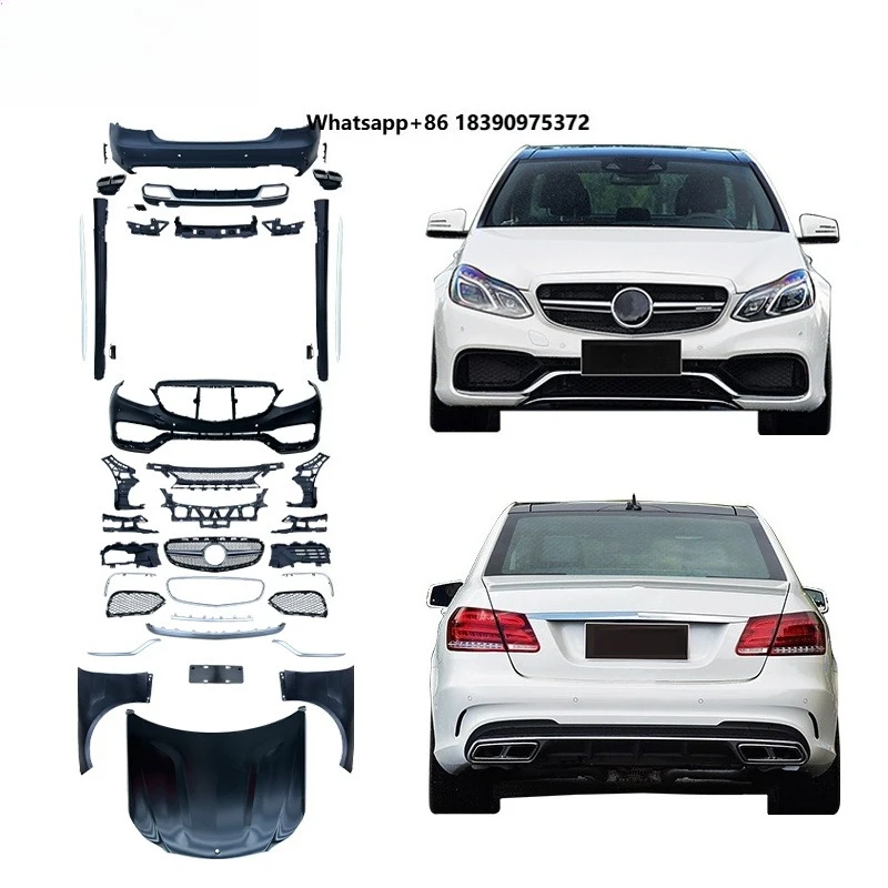 

For 2014-2016 Class W212 Upgrade Bodykit Bumper Hood Fender Side Skirt Diffuser Exhaust Tip Grille Silver Black