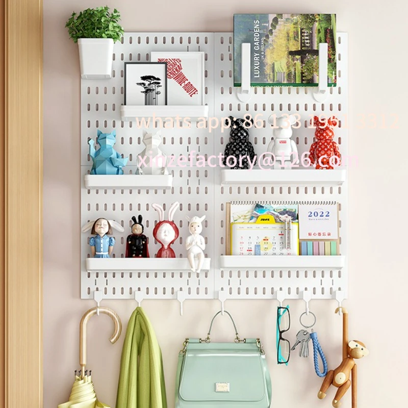 

Customizable DIY Pegboard Wall Organizer No Drill Hanging Shelf Storage Hooks for Kitchen Garage Room Office Craft Tools Accesso