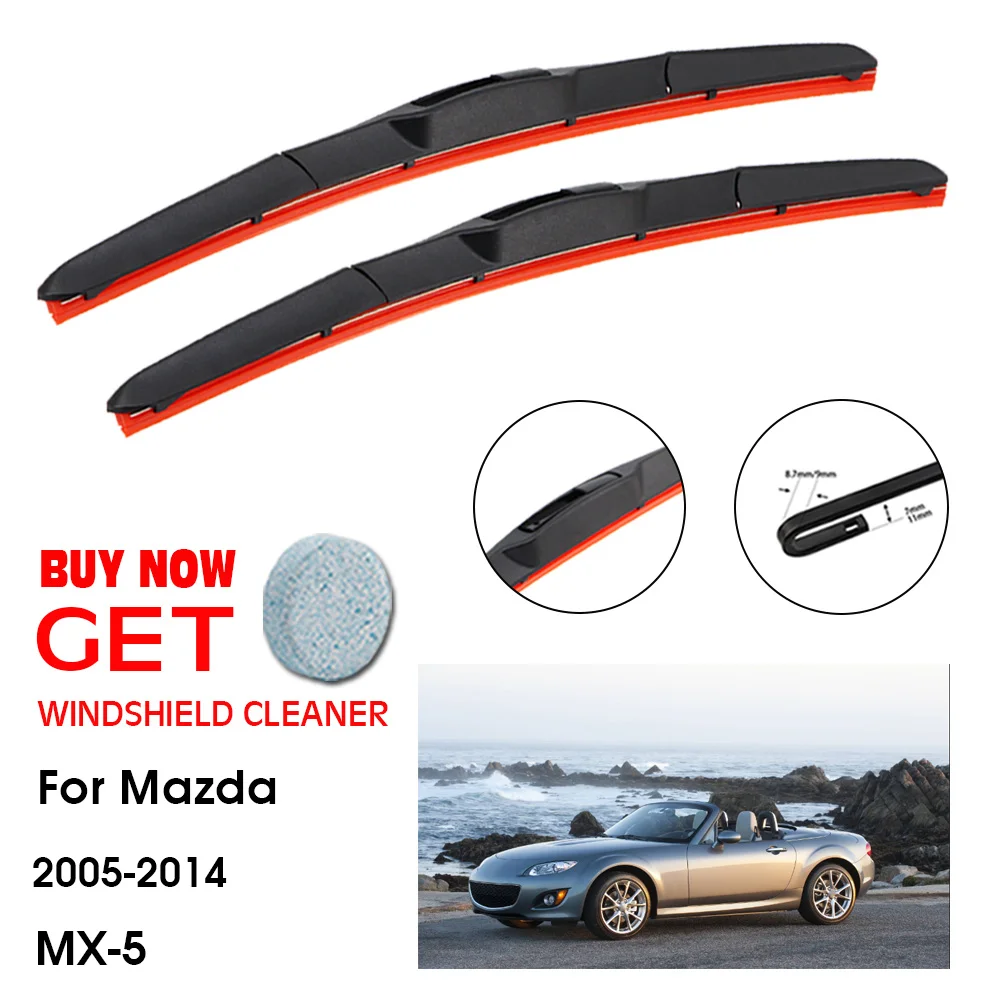 

Car Wiper Blade For Mazda MX-5 18"+18" 2005-2014 Front Window Washer Windscreen Windshield Silica Gel Wiper Blades Accessories