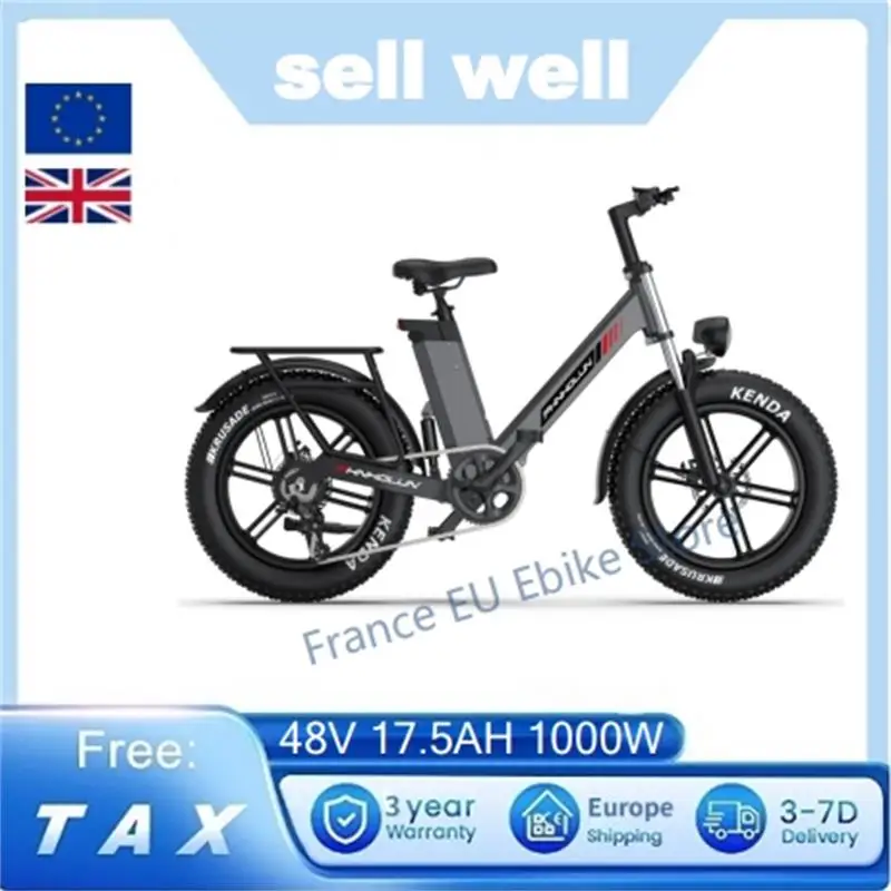 C6 PRO Electric Bike 20*4.0'' Fat Tires 1000W Brushless Motor 55km/h Max Speed 1000W 48V 17.5Ah Battery E-BIKE Electric Bicycle