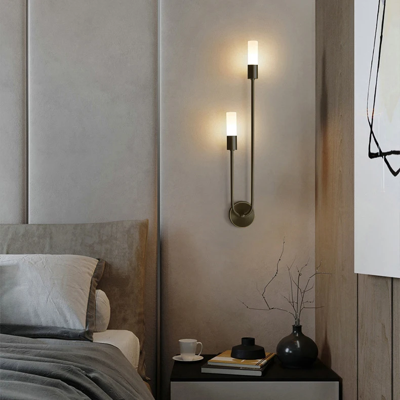 Retro Background Living Room Aisle Bedroom Lamp Bedside Nordic Creative LED Decorative Wall Lighting Modern Minimalist Wall Lamp view 3