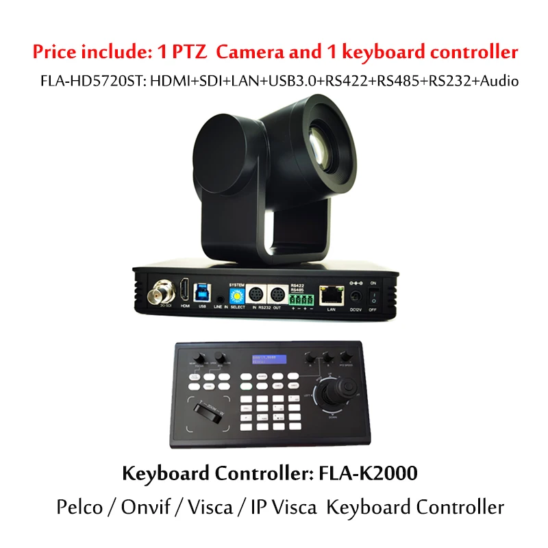 IP Keyboard Controller Remote Control 20x Zoom 3G-SDI PTZ Teleconference Video Camera for Live Streaming Church