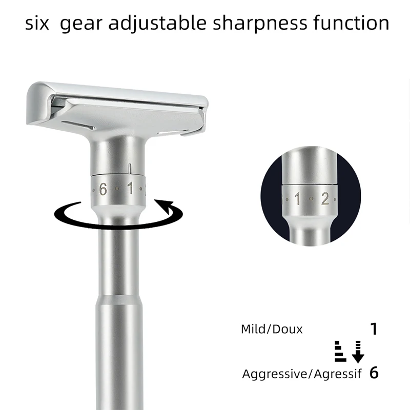 Adjustable Double Edge Classic Safety Razor Man Shaving Razor With 5 pcs Titanium Coated Blades Shaver Razor Hair Removal