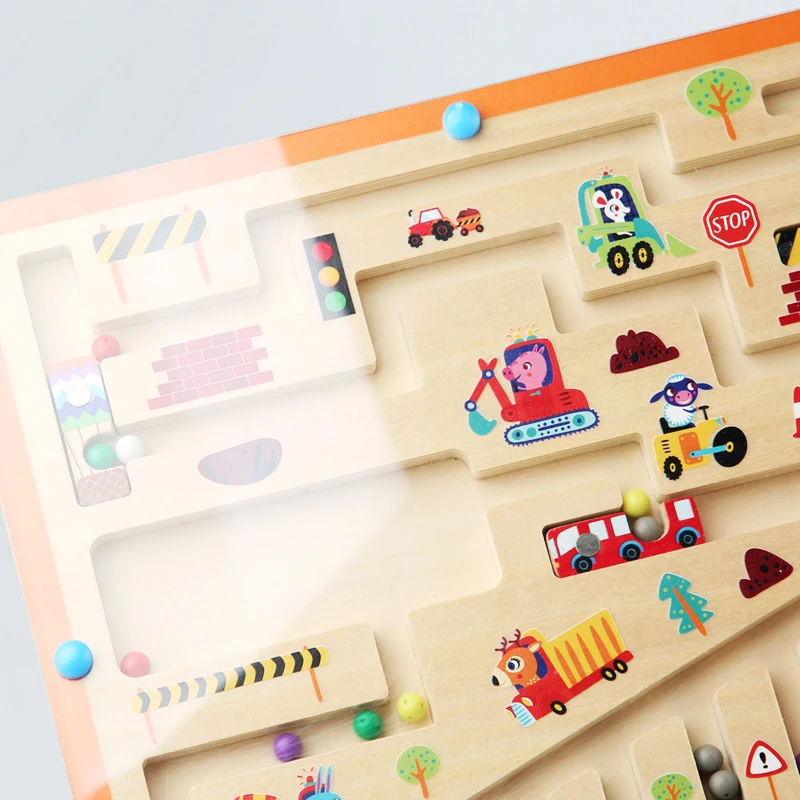 Bambini in legno magnetico colore e numero labirinto apprendimento educazione giocattoli abbinamento colore giocattoli Montessori giocattoli in legno regalo per bambini
