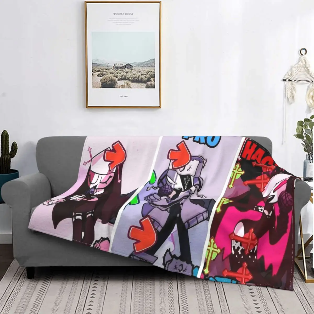 

Cartoon Friday Night Funkin Collage Blankets Velvet Printed Portable Ultra-Soft Throw Blankets for Bedding Outdoor Bedspreads