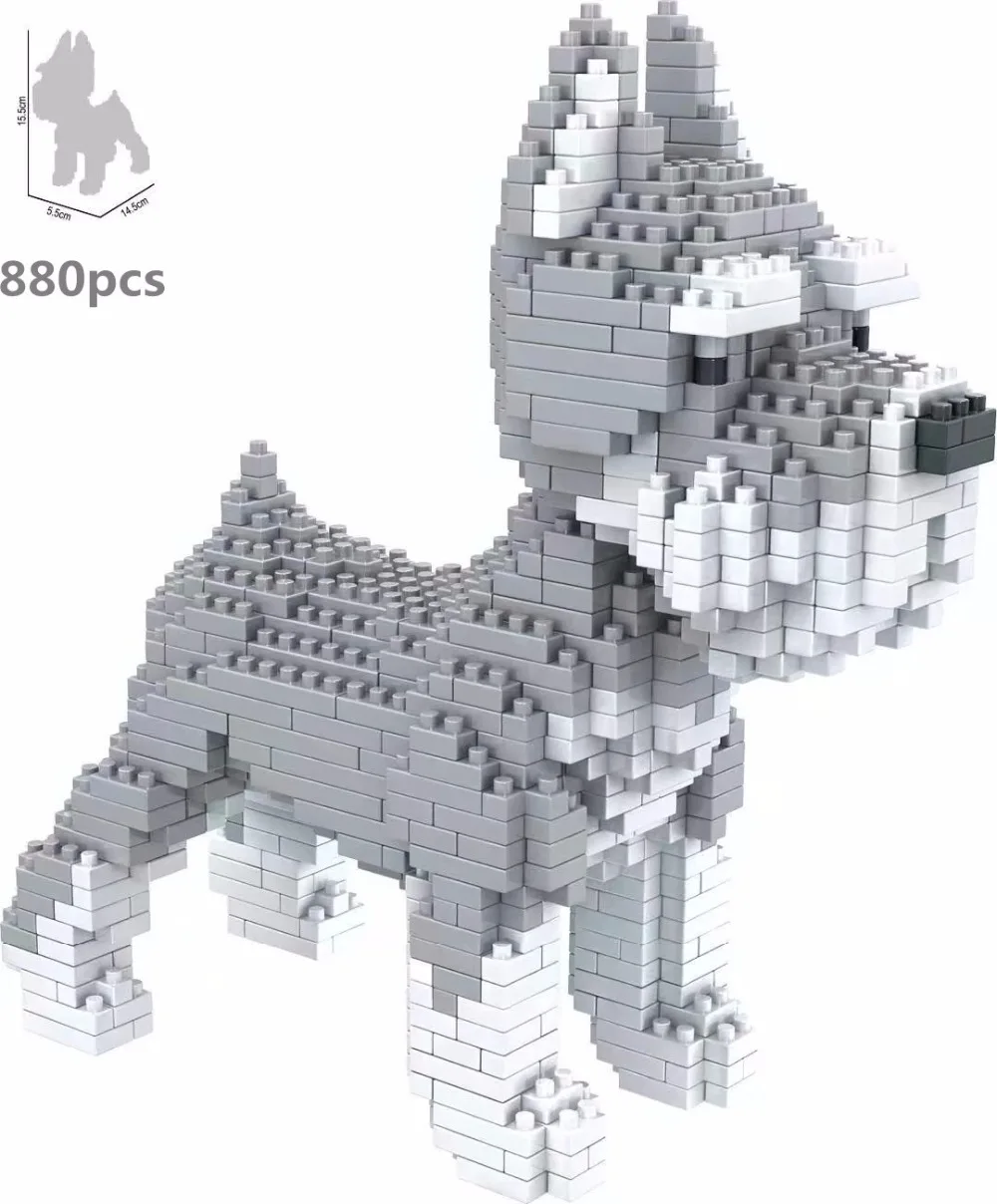 Assembly Mini Blocks Toys Animal Model Corgi Dog Dachshund Diamond Bricks Schnauzer Kids Gifts Girls Christmas Present Pet Shop