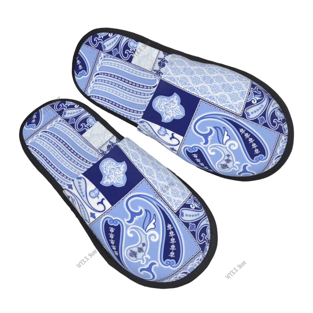 Indoor Patchwork Pattern Paisley Home Slippers Winter Warm Plush Slippers Fashion Home Soft Fluffy Slippers