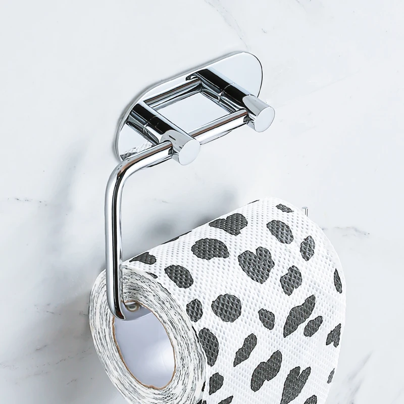 2027 Stainless Steel Self Adhesive Toilet Paper Holder No Drilll Wc Wall Tissue Storage Bathroom Accessories Organization