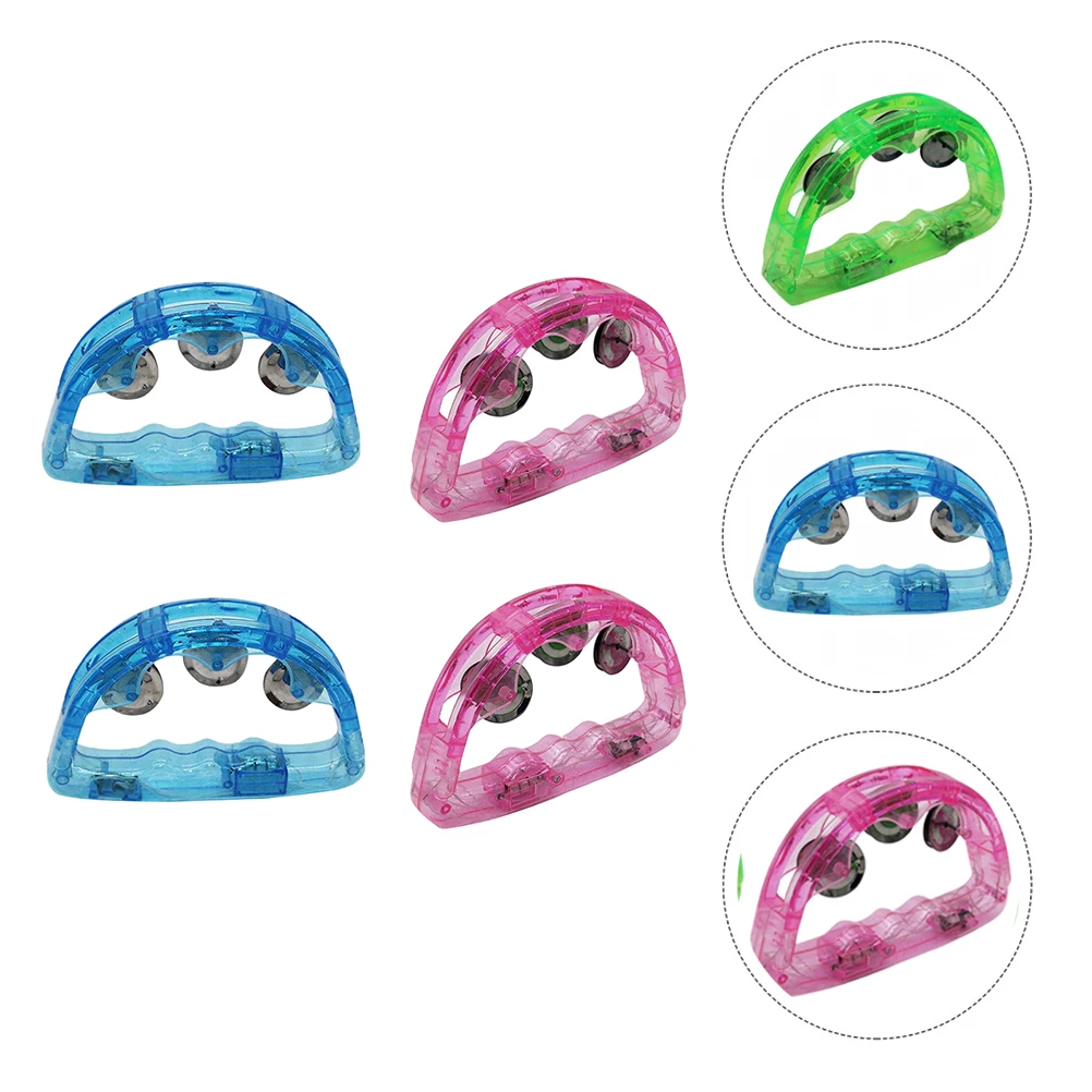 4 Pcs Hand Bell Kids Toys Light up Tambourines Tiny Musical Plastic Child