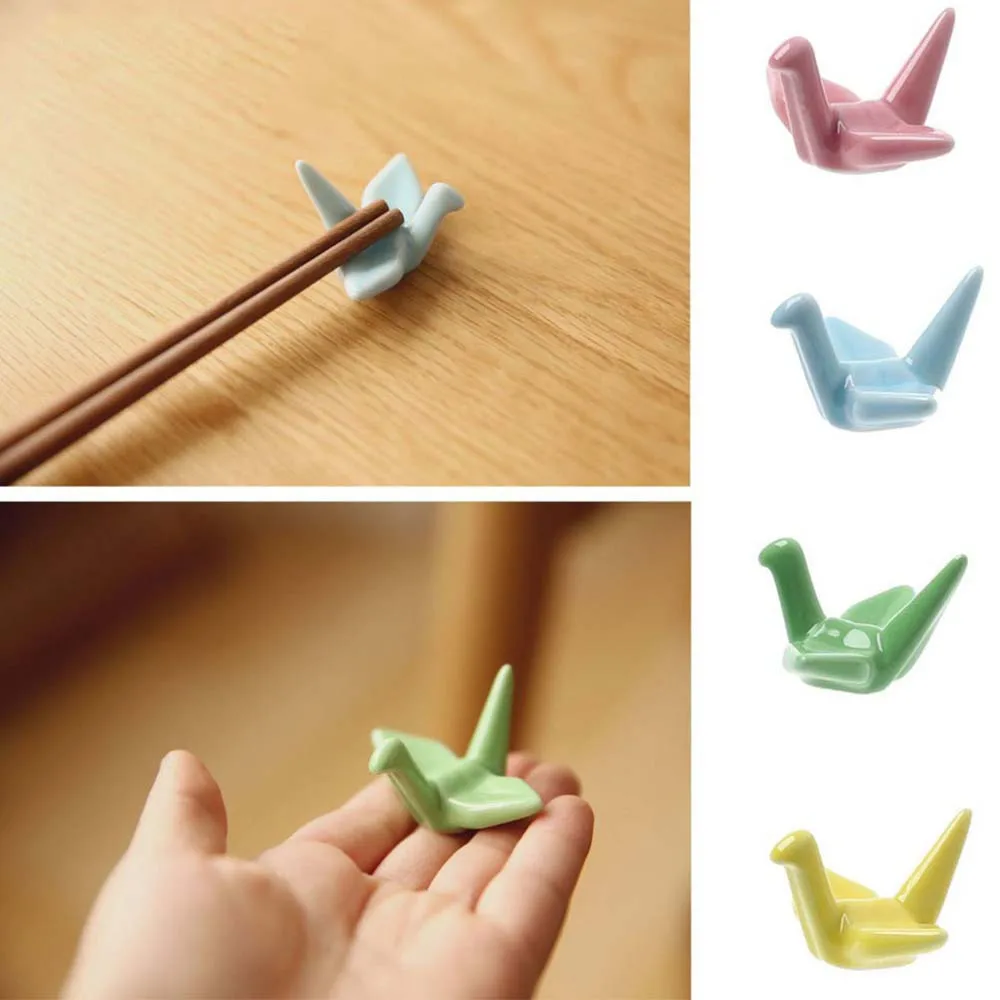 Paper Cranes Origami Ceramics Chopsticks Racks Spoon Forks Rest Holder Durable Lovely Rack Stand Tableware