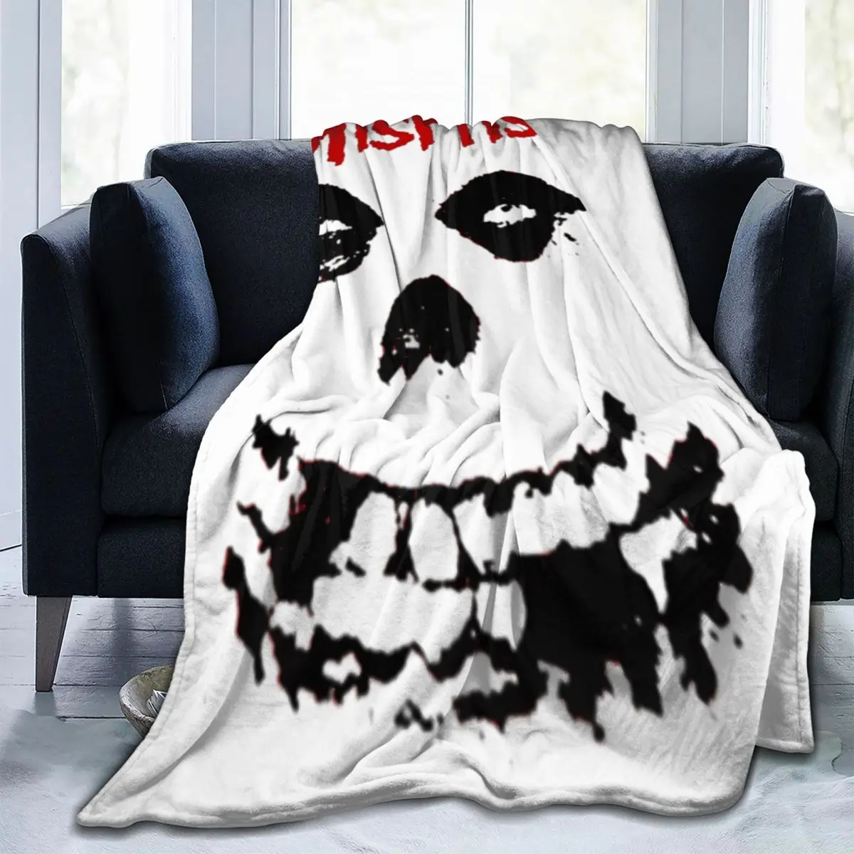 Misfits Skull Blanket Coral Fleece Plush Decoration Punk Rock Band Relax Thin Throw Blankets for Home Outdoor Plush Thin Quilt