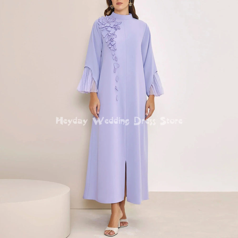 

Heyday Customized Women's 3D Flowers Straight Saudi Evening Dresses With Long Sleeves Ankle-Length Formal Elegant Dresses 2025
