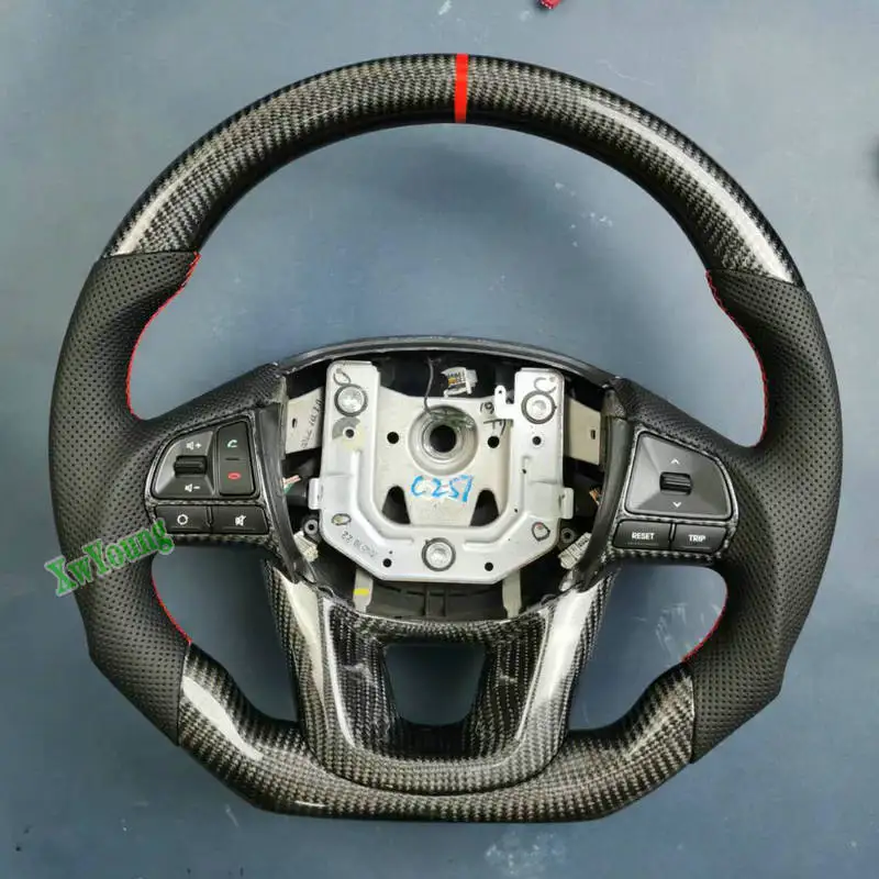 For KIA K2 RIO 2011-2013 (No Paddle Shifters) Customized 100% Real Carbon Fiber Car Steering Wheel
