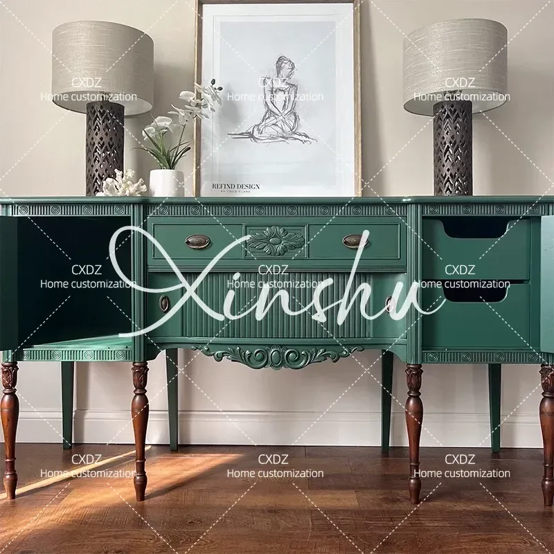 Contrasting Solid Wood Porch Cabinet Living Room Engraved Decorative Cabinet Entrance Partition Foyer Storage Unit