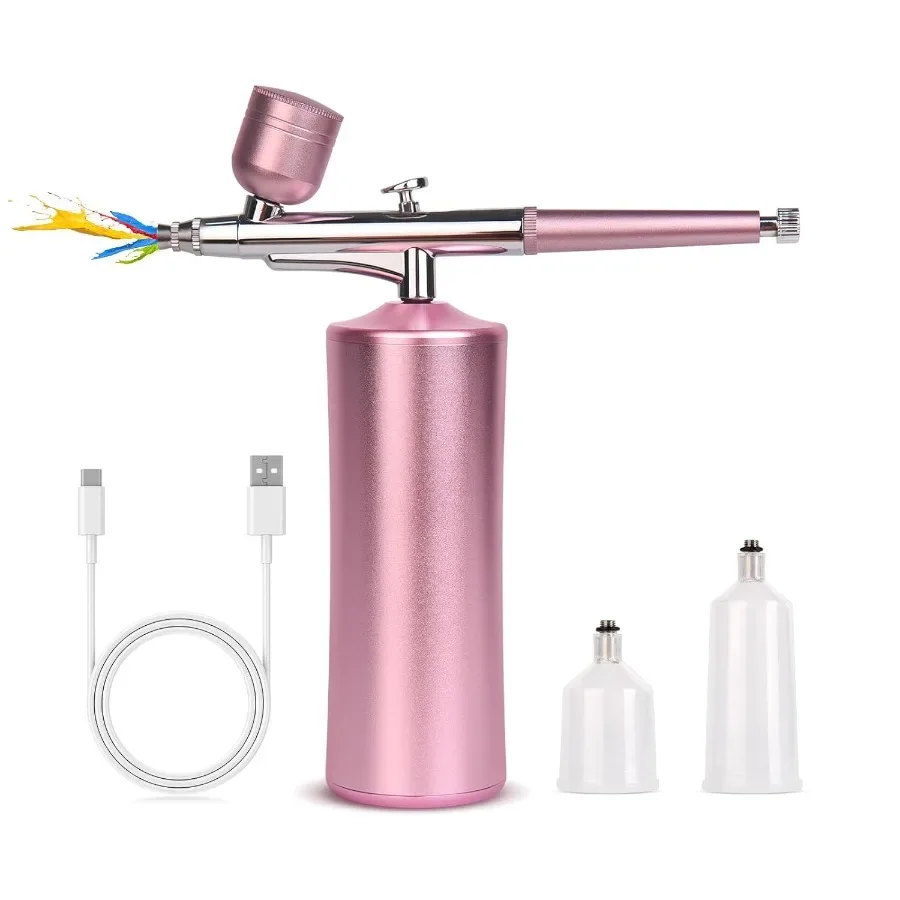 

Rechargeable Cordless Airbrush Kit with 0.3mm Nozzle for Portable Nail Art Makeup Application Painting and Cake Decorating Adju