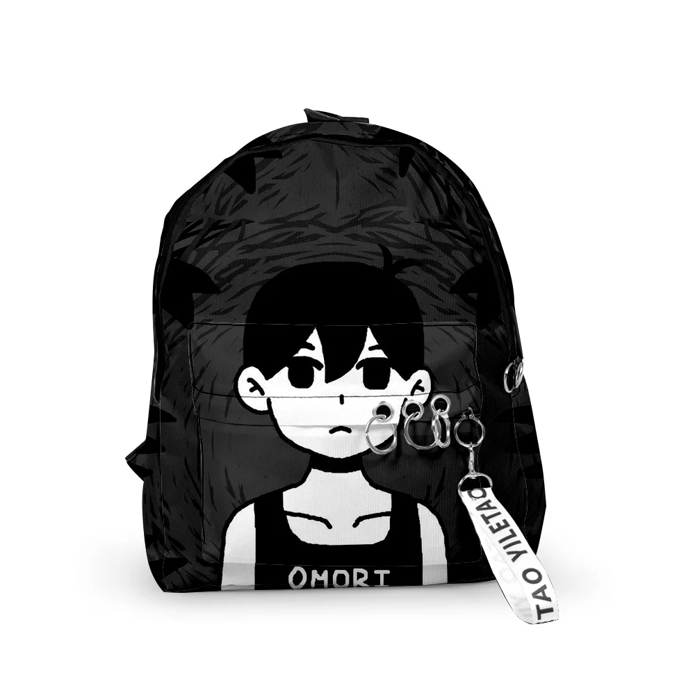 Popular Game Omori Backpacks Boys/Girls pupil School Bags 3D Print Keychains Oxford Waterproof Funny Cute Small Backpacks