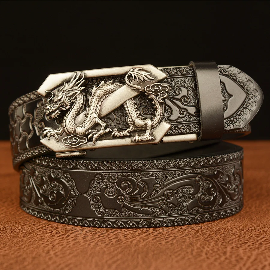 Neue Retro Mode-Business herren Gürtel Westlichen Automatische Schnalle Cowboy Casual Stil Luxus Marke Punk Gürtel Männer – Detail 2