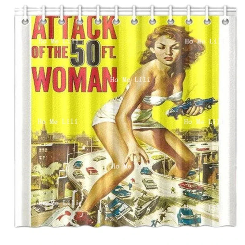 Attack Of The Feet Woman Old Vintage Horror Movie Poster Creature From Black Lagoon Shower Curtains With Hooks