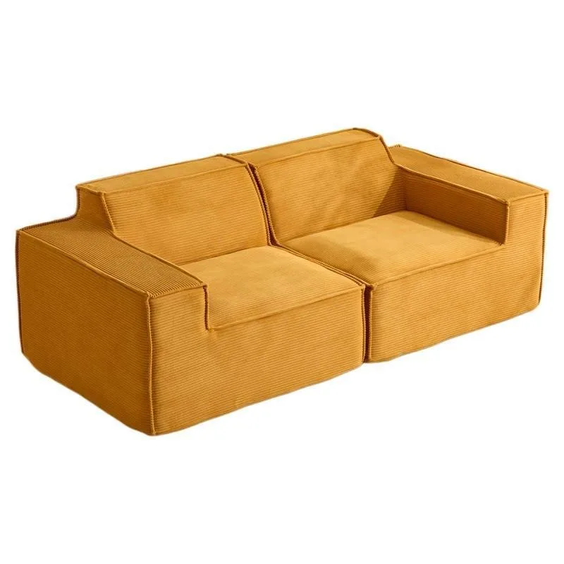 Vacuum compression sofa, tofu block corduroy fabric memory sponge living room sofa straight row without skeleton small apartment