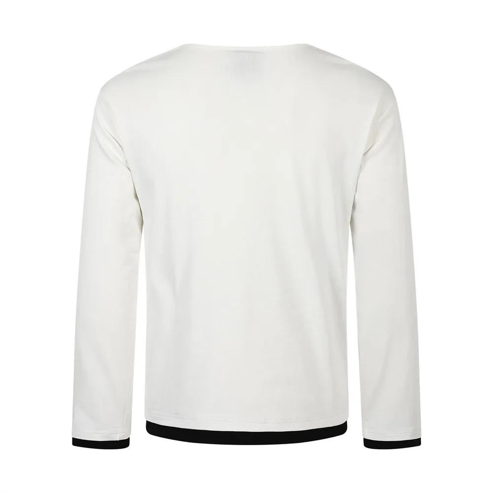 MWJLPWQ Stylish Unique Round-Neck Long-Sleeve T-Shirt For Men Spring Autumn Style Graffiti Pattern Faux Two-Piece Tops 17333