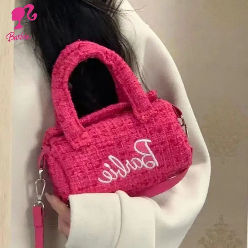 Kawaii Woman Cartoon Embroidery Crossbody Bag Anime Barbies Series Street Style Girl Casual Handbag Jelly Buns Shoulder Bag Gift