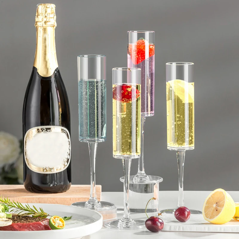 1PC Acrylic Champagne Cup Transparent Plastic Cocktail Whisky Wine Glass Anti-fall Goblet Cup for Wedding Party Valentine's Day