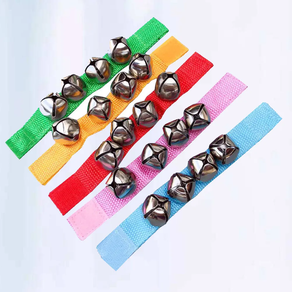 5Pcs Bell Bracelet Dance Wrist Chain Kids Performance Cheerleading Wrist Bells Blue Pink Red Yellow Green