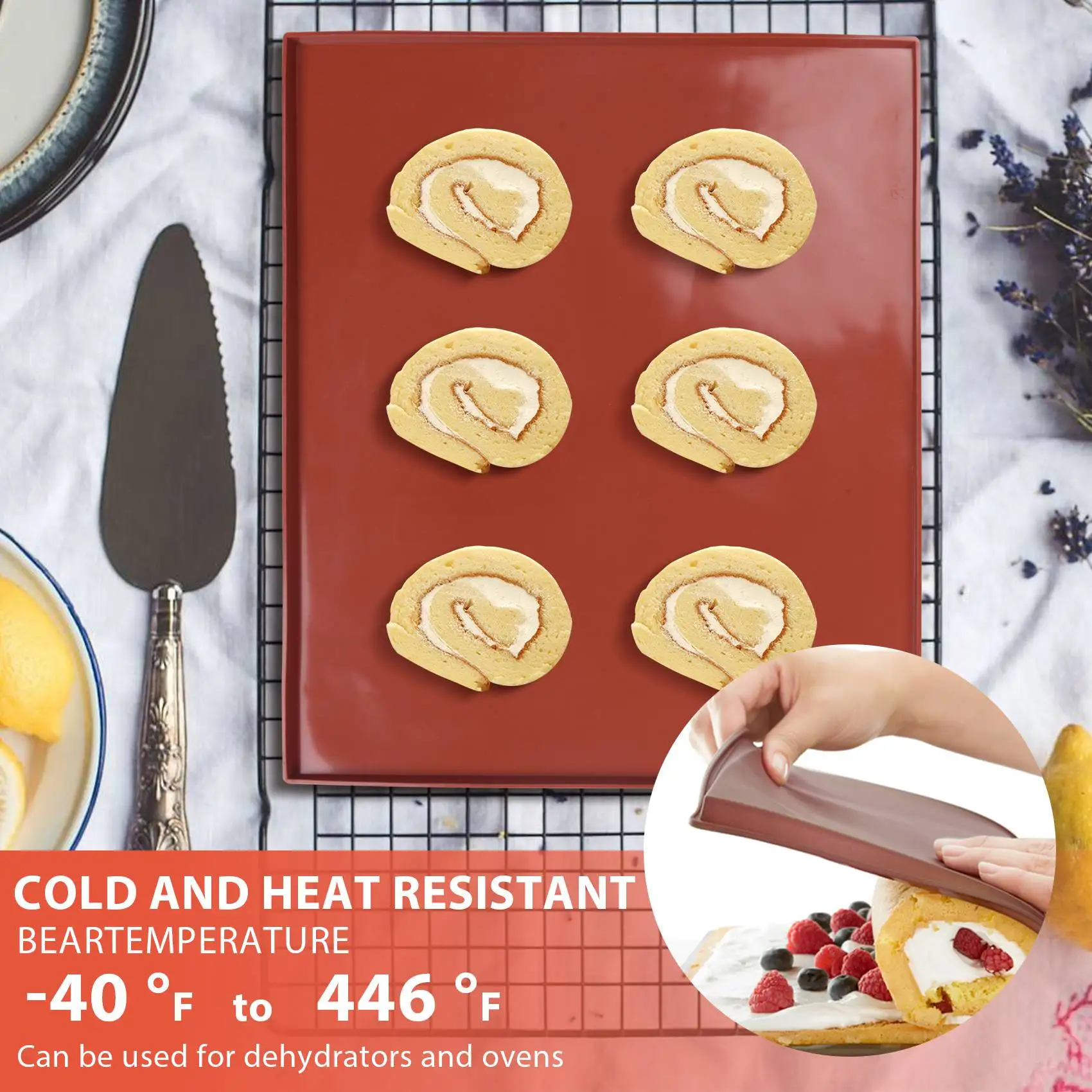 

AEB0-6 Pack Silicone Dehydrator Sheets Non Stick Square Edge Dehydrator Trays For Meat Vegetables Fruit Food Dryer Mat