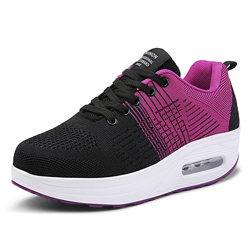 Women Casual Shoes Platform Mesh Sneakers Ladies Breathable Walking Shoes Lace Up Women Flat Heel Wedge Shoes Zapatos Mujer