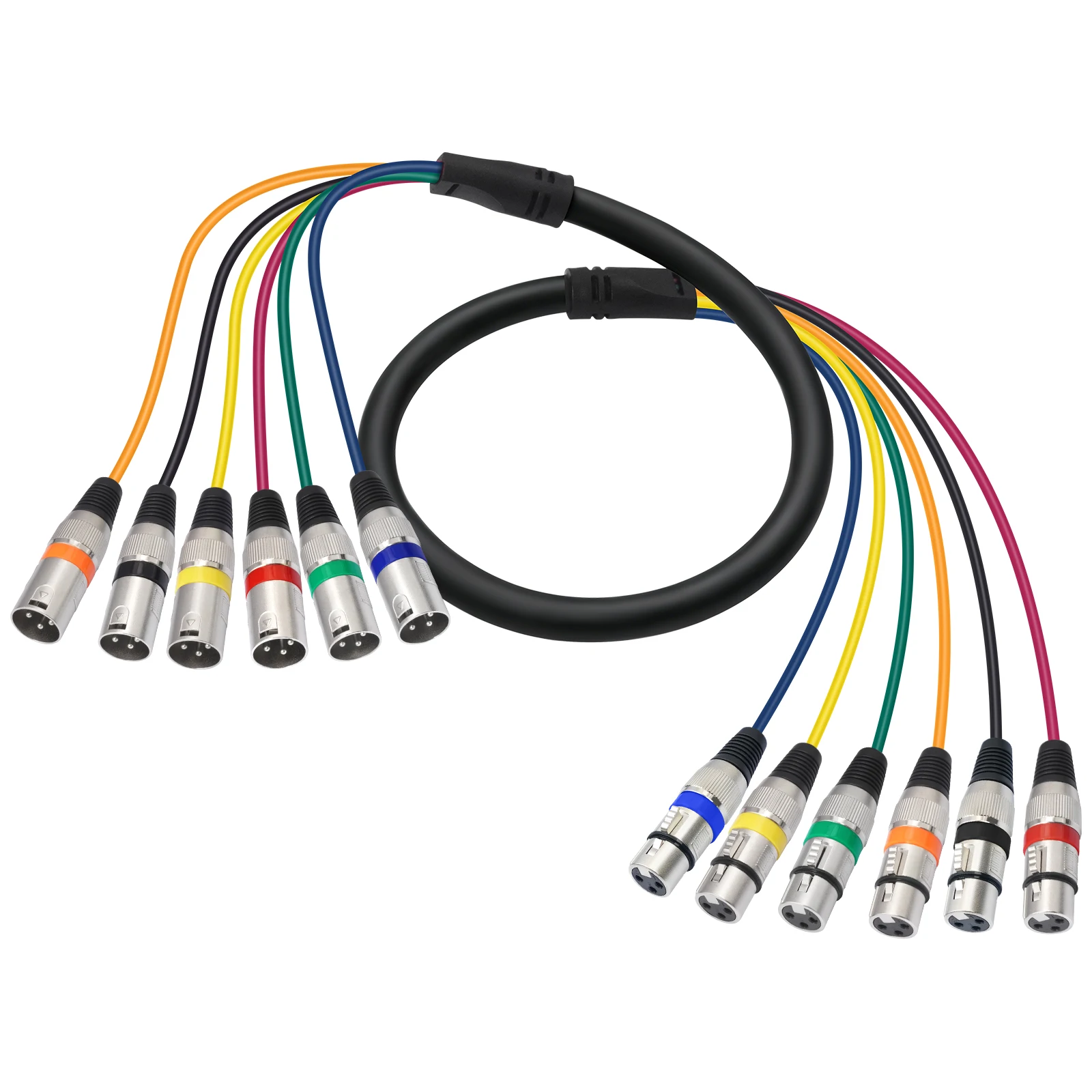 Bochara 6CH Channel XLR Snake Cable Male to Female OFC Audio Foil Shielded For Broadcasting Recording view 2