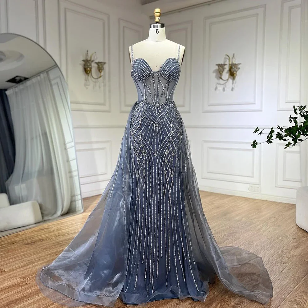 SERENE HILL مخصص 2025 الوردي السباغيتي حزام حورية البحر Overskirt الفاخرة مطرز فساتين السهرة ثوب حفل زفاف GLA72451