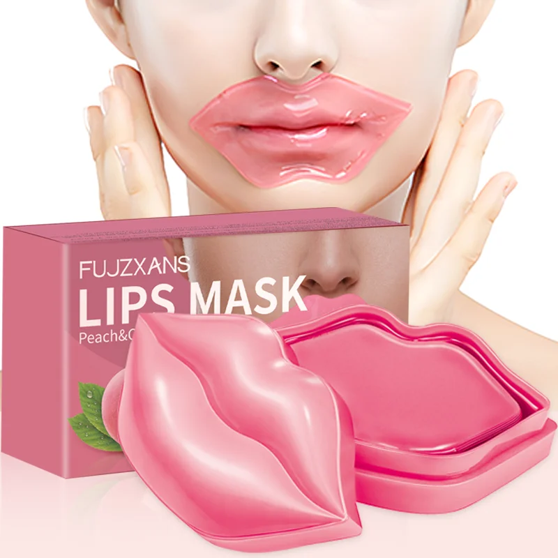 Pfirsich-Lippen-Maske für dunkle Lippen, Feuchtigkeitscreme, weiche und glatte Lippenhaut, tiefe Feuchtigkeit, minimiert sichtbar Falten, Kollagen-Lippenmaske