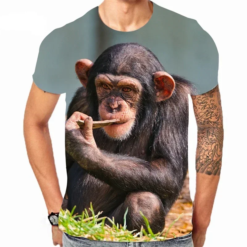 Men's Fashion Gorilla Monkey 3D Printed T-shirt Summer Casual T-shirt XXS-6XL