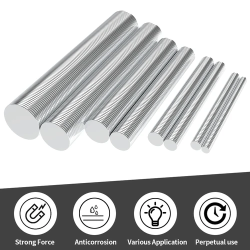 Imagen 2 del producto Imán de neodimio súper fuerte N35, imanes magnéticos permanentes potentes redondos NdfeB, imanes para refrigerador 3x1 4x1 5x1 6x1 8x1 10x1mm